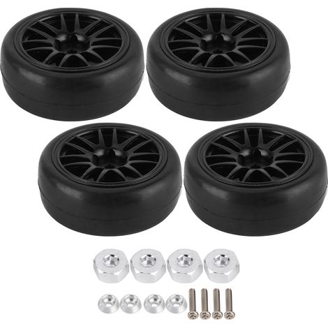 4 pièces roues métalliques 63 mm avec pneus caoutchouc et adaptateur pour camion RC WPL D12 (1/5)