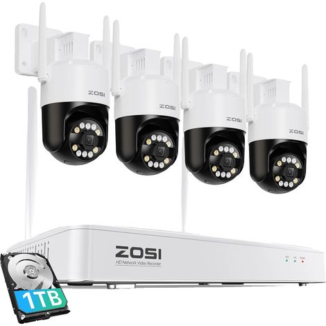 Sistema de cámaras de seguridad, alta definición de 8 MP, detección inteligente por IA, 4 cámaras de 5 MP, 1 TB (1/2)