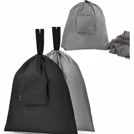 Schwarz-Graues 51x57 cm Reise-Wäschebeutel-Set mit Kordelzug (1/2)