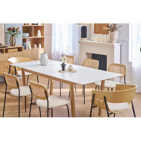 Esstisch ausziehbar helles Holz und weiß L160-240 cm LAHO