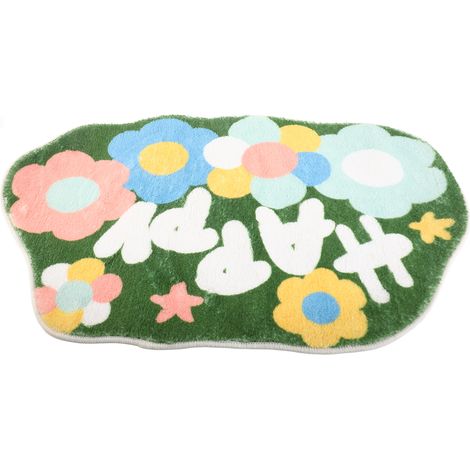 Alfombrilla de baño de cachemir sintético: estampado floral decorativo, absorbente y antideslizante para la entrada o la ducha. (1/5)