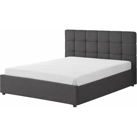 Cama con canapé abatible 160x200cm de terciopelo gris oscuro SANTA