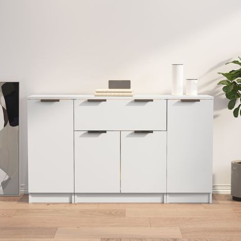 Buffets 3 pcs Meuble de rangement Commode Bahut Blanc Bois d'ingénierie FR61751 (1/5)