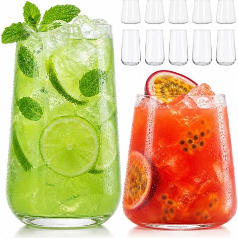 12-Piece Glass Drinking Set - 6 Longdrink & 6 Water Glasses (1/5)