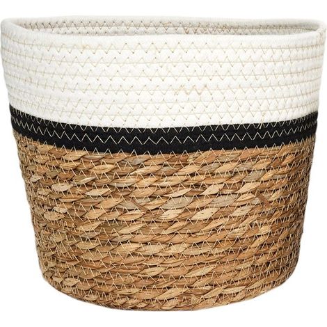 Corbeille Tressée - HOME DECO FACTORY - Ethnique - Décoratif - Marron et Blanc et Noir (1/5)