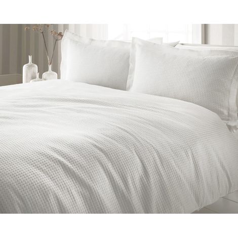 Housse De Couette - Waffle Weave Texture - 1 X Oxford Border Taie Inclus - 100% Coton - Lavable Machine - 137 X 200 Cm (54" Pouces X 79") (1/5)