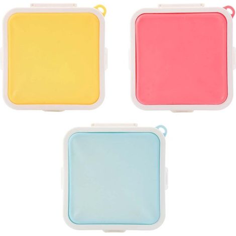 Longziming Lot de 3 boîtes à sandwich – Boîte à bento en silicone – Réutilisable – Boîte à pain – Boîte à toasts – Pour la maison, l'école, le restaurant – Jaune, rouge, bleu (1/5)