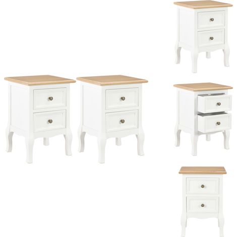 Nachttische 2 Stk. Weiß 35x30x49 cm MDF - Nachttisch - Französischer Stil - Wohnzimmer Dekoration - Schubladenschränk - Kommoden