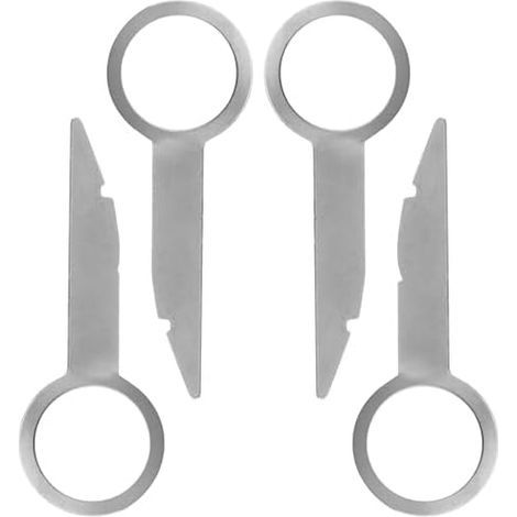 4-teiliges Autoradio-Ausbauschlüsselset, 76 mm Autoradioschlüssel aus Edelstahl, universelles Werkzeug zum Entfernen der Autoradioverkleidung (Silber) (1/5)
