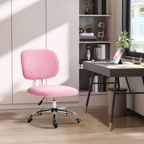 Silla de oficina 48x53x80-90 cm rosa en poliéster ajustable sin reposabrazos (1/5)