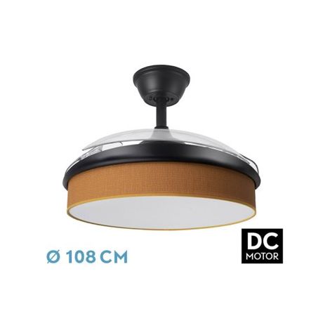 Ventilator DC FASHION FAN - Schwarz mit drei ABS-Klappflügeln und orangefarbenem Diffusor 6 einstellbare Geschwindigkeiten 3 Temperaturen ofLight mit Timer und Fernbedienung im Lieferumfang (1/2)