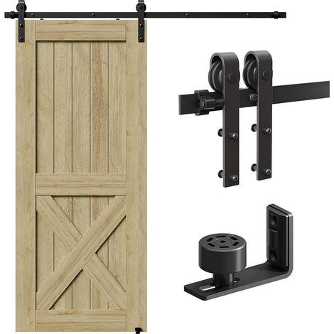 Systeme Porte Coulissante 6.6FT/201CM - Kit de Rail Industriel pour Porte Interieur, Quincaillerie Améliorer (1/5)
