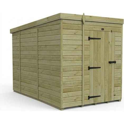 6ft x 10ft Pent Garden Shed Single Door No Windows - Pressure Treated Timber - L183 x W305 x H210 cm - Natural
