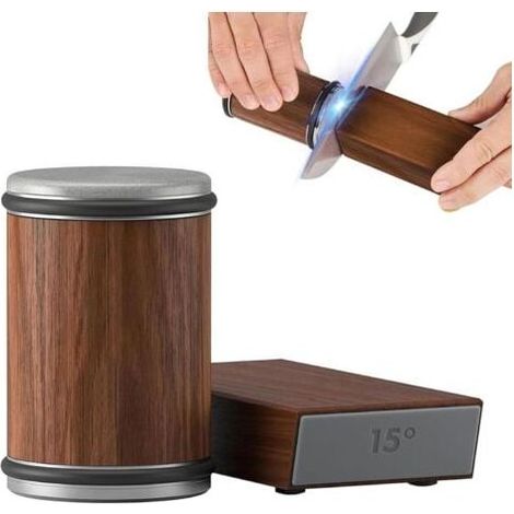 Aiguiseur de Couteaux à Roulettes, Avec Un Diamant Industriel De 15 Et 20 Degrés Pour L'affûtage Des Couteaux, Système d'affûtage des Couteaux à Roulettes pour Couteaux de Cuisine(Marron) (1/5)