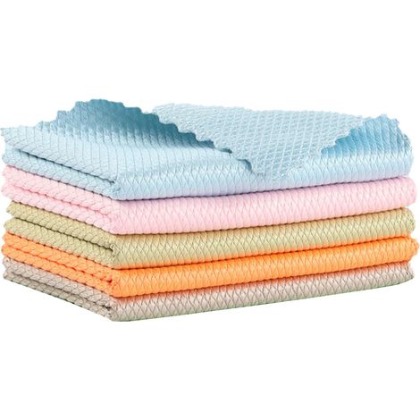 Chiffon Nettoyage Vitres - Microfibre Sans Peluches - Pour Fenêtres Miroirs Surface Lisse - Lot de 5 Pièces (1/5)