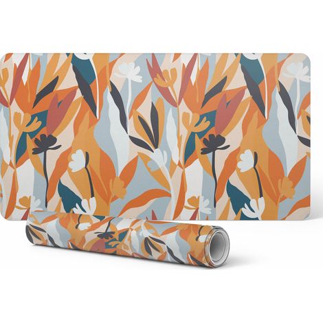 Alfombrilla de escritorio de vinilo con elegante estampado abstracto de hojas, 100x50 cm.