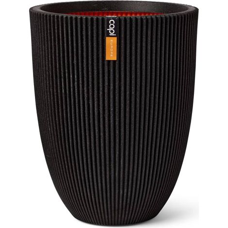 Jarrón elegante bajo - CAPI EUROPE - GROOVE NL - 34 x 46 cm - Negro (1/5)