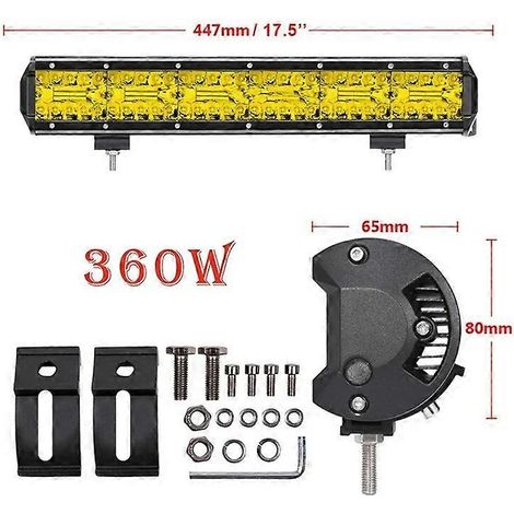Barre lumineuse LED ambre 4-28 pouces, projecteurs LED, faisceau combiné, phares de travail LED pour voiture, tracteur, tout-terrain 4x4, camion, SUV, quad, 17 pouces, 1 pièce, 360 W (1/5)