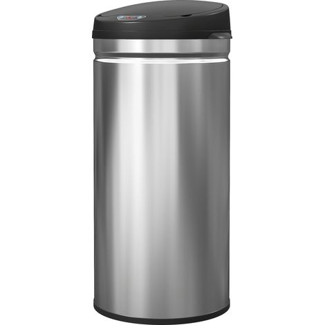 Automatischer Küchenabfalleimer aus Edelstahl, 42 l, geräuscharm mit Soft-Close-Deckel, 30,5 x 30,5 x 68 cm, Silber