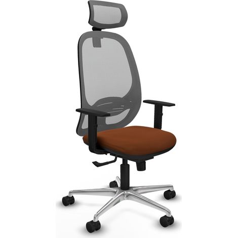 Silla de oficina piqueras y crespo Cilanco cuero sintético marrón malla gris (1/2)