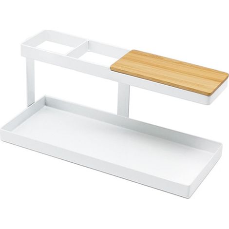 Étagère de bureau 2 niveaux multifonction en fer blanc pour clés, télécommandes, téléphones et lunettes (1/5)