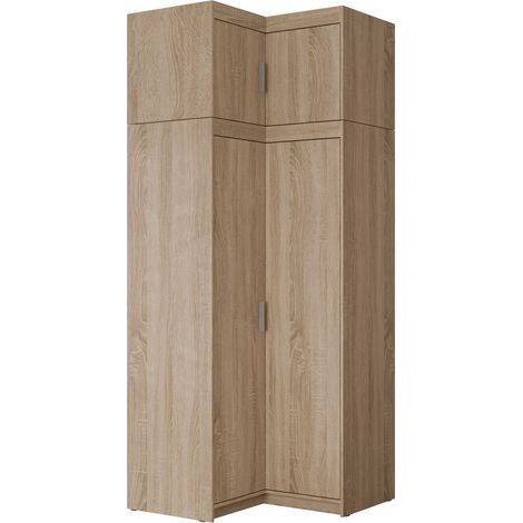 Armario de rincón Novduni 121, Roble Sonoma, 246x98x98cm, Puertas de armario: Con bisagras, Número de estantes: 0