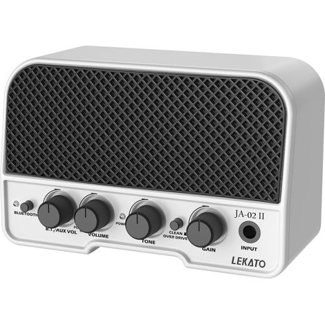 5W Amplificateur de Guitare Électrique Rechargeable sans Fil avec Effets Clean/OVERDRIVER, Amplificateur de Guitare Portable Bluetooth 5.0 Blanc (1/5)