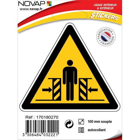 Panneau Danger d'écrasement - Adhésif Triangle 100mm - 4032221