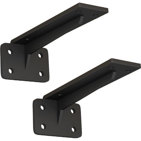 Set of 2 metal wall shelf brackets, 90-degree shelf bracket, floating wall bracket for kitchen (black, 150 mm) (1/5)