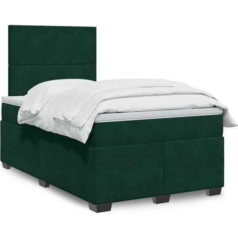Sommier à lattes de lit et matelas Vert foncé 120x200cm Velours (1/5)