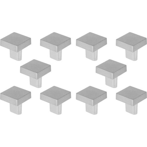 Poignées de porte, poignées d'armoire carrées, poignées de meubles pour armoires, armoires, tiroirs, 10 pièces (argent) (1/5)