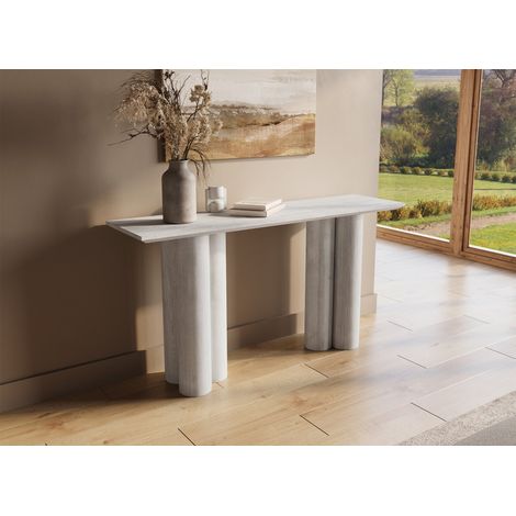 Deco In Paris – Console blanche en bois MDF – Plateau rectangulaire – Pieds organiques modernes – Élégance pour hall, salon ou chambre (1/5)