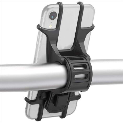 Soporte universal de silicona für teléfono de bicicleta, compatible con iPhone, Samsung, Huawei y smartphones de 4,5 a 7 pulgadas, ideal für bicicletas de montaña, motocicletas, cochecitos y carrito (1/5)