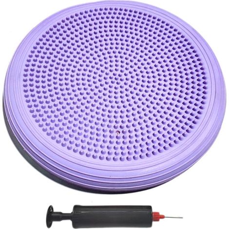Tapis d'équilibre, tapis d'équilibre de yoga en PVC pour le fitness, tapis d'équilibre avec pompe à air, tapis d'équilibre pour balançoire, massage gonflable, balançoire (violet) (1/5)