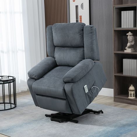 Poltrona reclinabile, con funzione reclinabile, telecomando, effetto velluto, grigio, 92 x 93 x 105 cm (1/5)