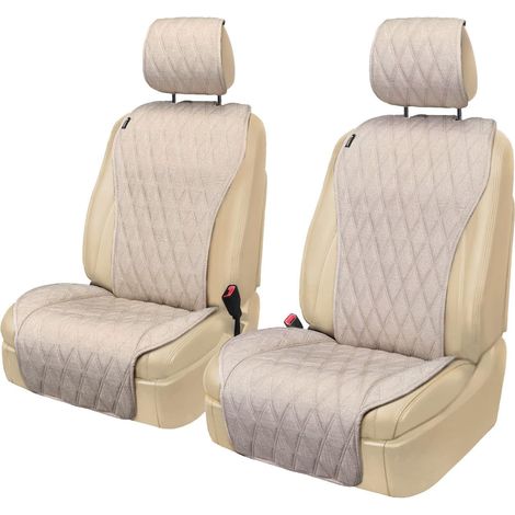 2 Housses Siège Auto Lin Respirantes Anti-Glisse Adaptables aux sièges avant de voiture, SUV, camion, compatibles airbag, installation 3s, lavable en machine, toutes saisons (1/5)