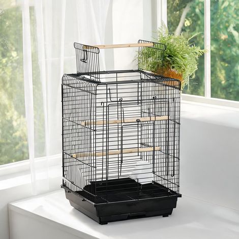 Cage pour oiseaux noir en acier 40 x 40 x 59 cm (1/5)