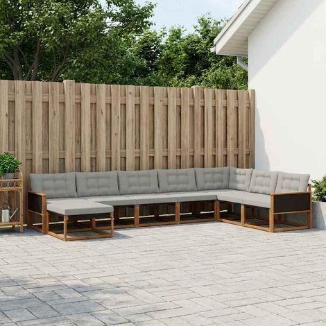 vidaXL Outdoor-Sofagarnitur mit Kissen 8 pcs Natürlich und Hellgrau (1/5)