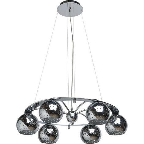 Mw-Light 1120206 - Pendelleuchte TECHNO 6 x 60W E14 750x550mm - Chrom