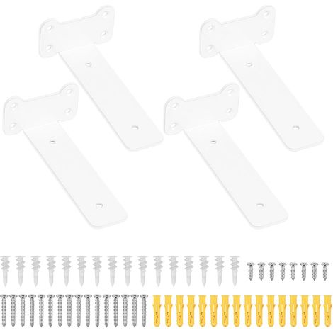 4 Pcs Equerre Etagere Murale Blanc, 150 mm Equerre Charge Lourde, Équerre Étagère de Fixation Etagere Murale Invisible, Supports d'Étagère Murale Metal Industrielle pour Étagère Meuble (1/5)