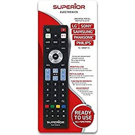 Superior Electronics Ready5 Smart ReplacemRemote Control - Universal-Fernbedienung Black, SUPTRB019, für LG / Samsung / Sony / Philips / Panasonic TVs (1/4)