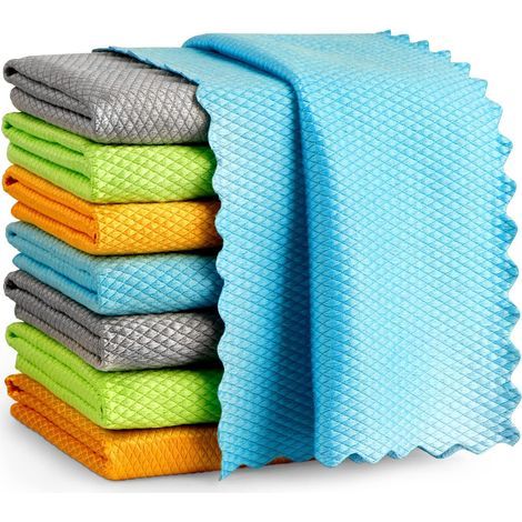 Set of 8 Microfiber Cleaning Cloths for Windows and Glass, Lint-Free, Quick Cleaning of Windows, Glasses, Windshields, Mirrors, Stainless Steel - 30 x 30cm (1/5)