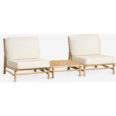 SKLUM Garten-Set mit 2 Sesseln und quadratischem Couchtisch 75x75 cm aus Bambus Isendra (1/5)