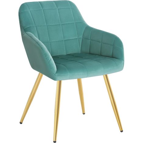 WOLTU Kitchen dining chairs Arms Backrest Living Room chairs Bedroom Velvet chairs Turquoise (1/5)