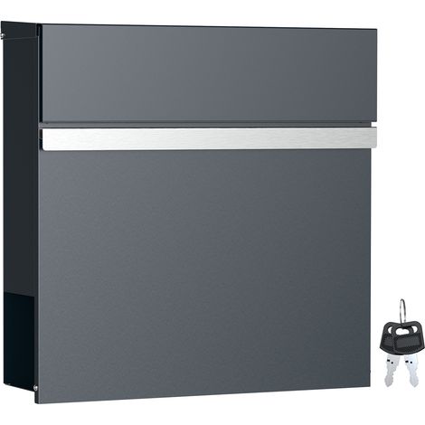 Wiltec Cassetta postale con vano portagiornale V50 antracite + inox 370 x 105 x 370 mm (1/5)