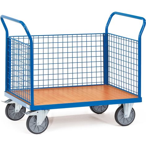 Fetra Multivario Dreiwandwagen in Buchendekor mit Drahtgitter 1000x600mm Ladefläche (1/2)