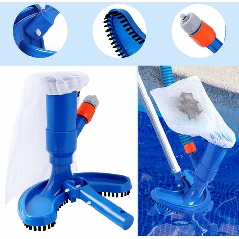 Aspiradora portátil para piscinas elevadas, con bolsa de arena y cepillo, accesorio para estanques y fuentes (sin varilla). (1/3)