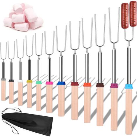 Fourchette à barbecue 12 pièces, barbecue télescopique en acier inoxydable de 81 cm (1/5)