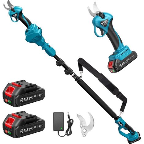 2-in-1 Akku-Astschere mit Teleskopstiel, 40-mm-Schnitt, bürstenlos, 2 x 4,0-Ah-Akkus, SK5-Ersatzklinge, Azurblau (1/5)