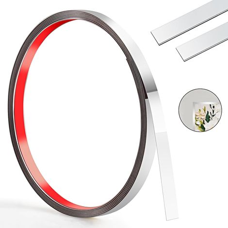 1cm - (Argent)300cm Moulure Murale,Auto-AdhéSif Moulure Decorative En Acier Inoxydable,Flexible Moulure Adhesive Or MéTallisé,Garniture de moulure Pour Cadre De Miroir Plafond Armoire Carrelage